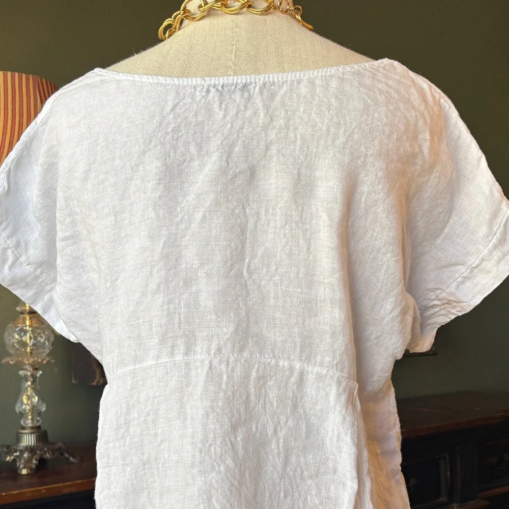 Gorgeous White Italian Linen Embroidered Top - Picture 8 of 14